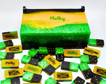 Custom Dominoes Personalized Jamaican Dominoes Double Six Tile Game Night Entertainment Family Games Birthday Gift Idea Men Jamaican Gift