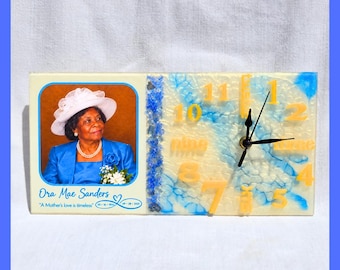 Memorial Desk Clock Personalized Photo Keepsake Bereavement Sympathy Gift Loss Mother Remembrance Tribute Celebration Life Memory Display