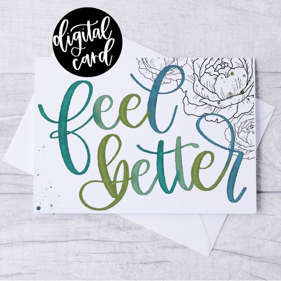 Printable Get Well Card Digital Download Hand Lettered | Etsy