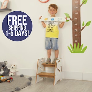 Kids Step Stool | Montessori Kitchen Standing Step Stool | Toddler Kitchen Step Stool for Learning | Helper Step Stool Tower