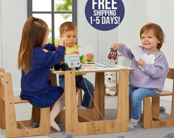 Montessori Play Table Chair Set: Writable Nursery Activity Table