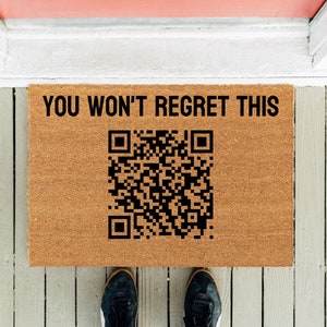 Rick Astley Rick Roll | Welcome Doormat | Funny Doormat | New Home Gift | Funny Rug | Housewarming Gift | Funny Gift | Funny Rick QR Mat