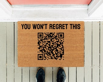 Rick Astley Rick Roll | Welcome Doormat | Funny Doormat | New Home Gift | Funny Rug | Housewarming Gift | Funny Gift | Funny Rick QR Mat