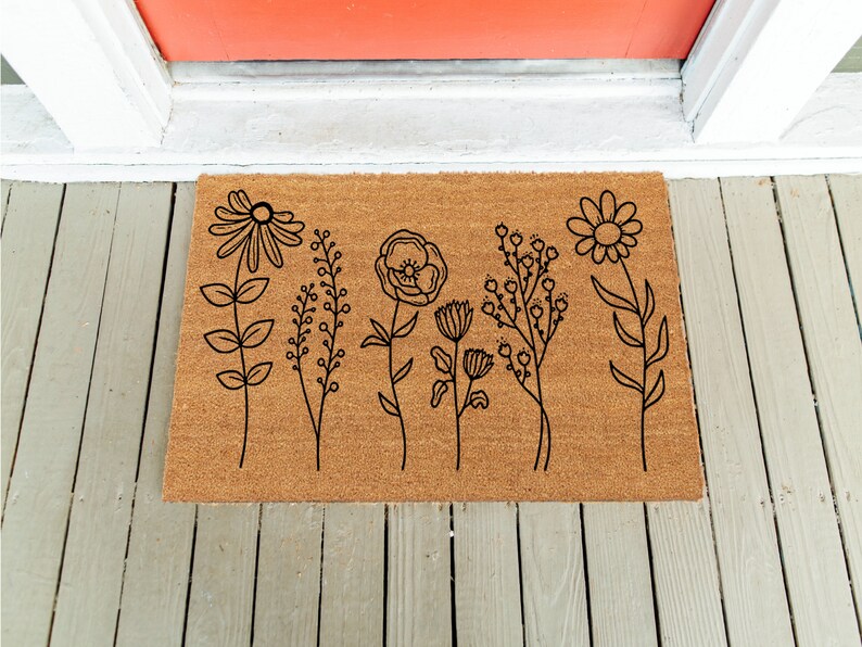 Wild Flower Door Mat Flower Doormat Wedding Gift Bridal Shower Gift Flower Decor Housewarming Gift Welcome Doormat Spring Decor image 2