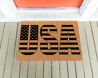 USA Flag Coir Doormat: Patriotic Welcome Mat