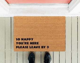 Funny "Leave By 9" Coir Doormat | Housewarming Gift