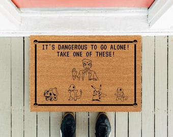 Funny Video Game Doormat: It's Dangerous to Go Alone