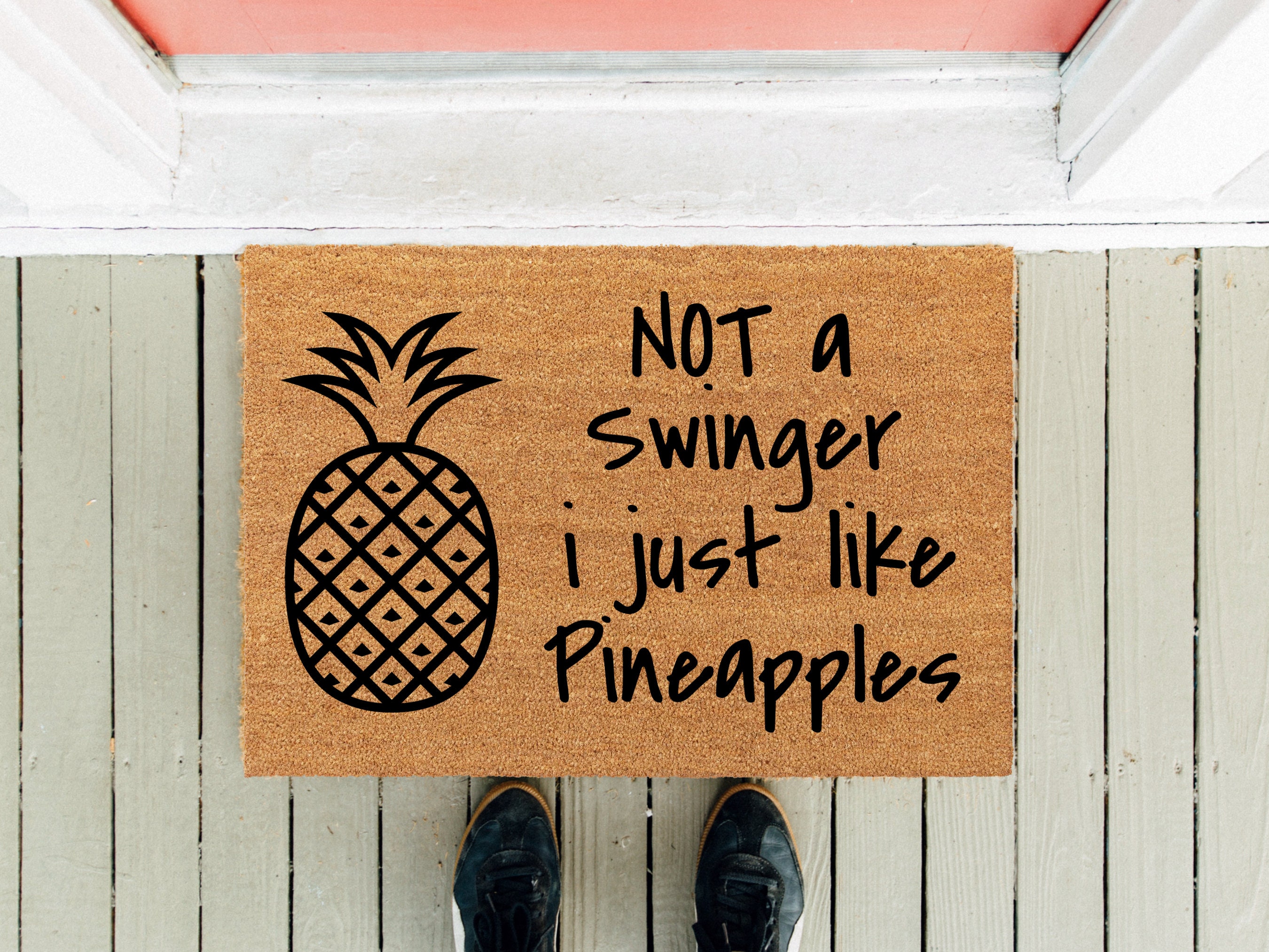 Not a Swinger I Just Like Pineapples Welcome Mat Pineapple pic