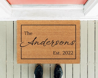 パーソナライズされた名字の玄関マット | UVプリントのコイヤーウェルカムマット