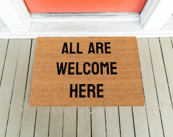 All Are Welcome Here Coir Doormat | UV Printed Welcome Mat