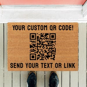 Personalisierte Kokos-Fußmatte mit QR-Code: Lustige Willkommensmatte, Geschenk für ein neues Zuhause