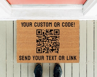 Custom QR Code Coir Doormat: Funny Welcome Mat, New Home Gift