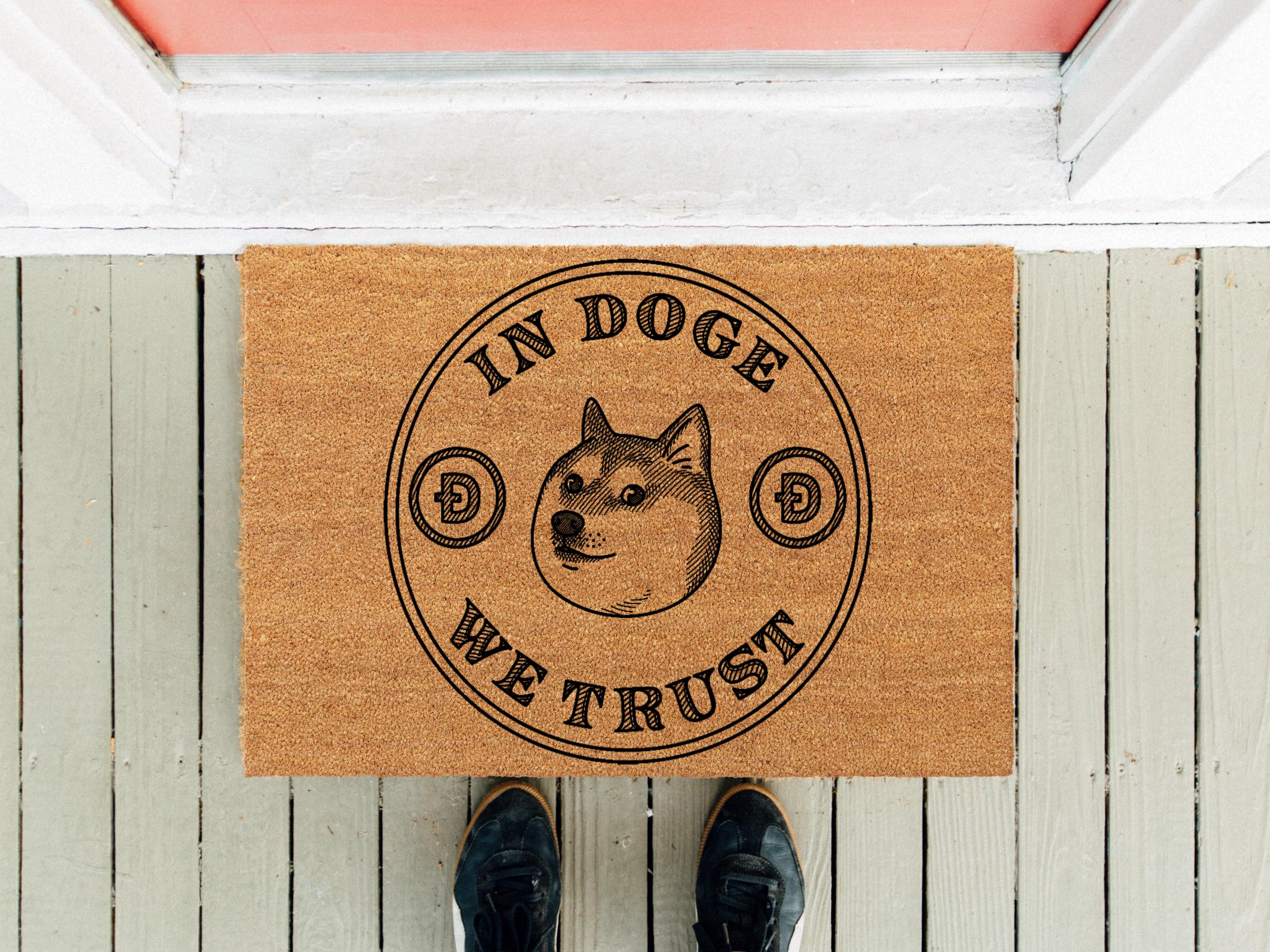 In Doge We Trust-deurmat: grappige crypto-mememat - Etsy Nederland