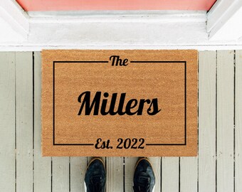 名字入りココナッツ繊維製玄関マット | UVプリントウェルカムマット