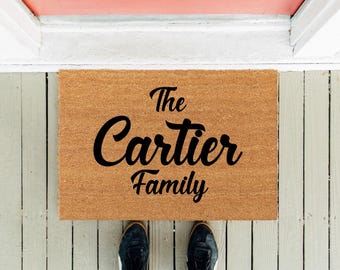 パーソナライズされたファミリーネームドアマット：天然コイヤー、滑り止めPVC