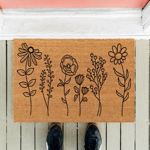 Wild Flower Door Mat | Flower Doormat | Wedding Gift | Bridal Shower Gift | Flower Decor | Housewarming Gift | Welcome Doormat Spring Decor