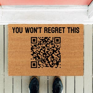 Rick Roll QR Code Doormat: Funny Welcome Mat