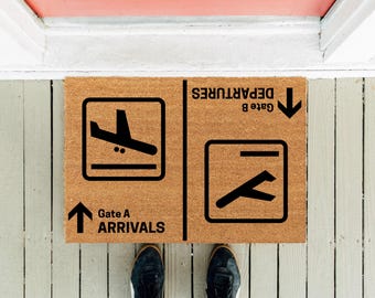 Ankömmlinge Abflug Fußmatte: Lustige Willkommensmatte Airport