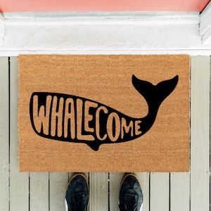 Whalecome Door Mat | Whale Doormat | Funny Doormat | New Home Gift | Front Rug | House Gift | Door Mat Gift | Housewarming Whale Mat
