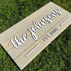 Personalized 3D Oak Wood Family Name Sign
