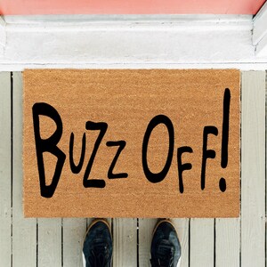 Buzz Off! Doormat: Funny Welcome Mat, Natural Coir