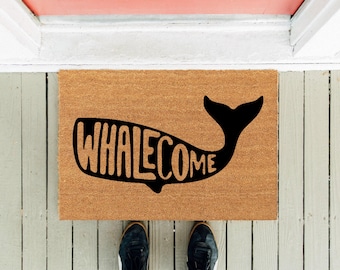 Whalecome Doormat: Humorous Coir Rug - Durable Outdoor Mat