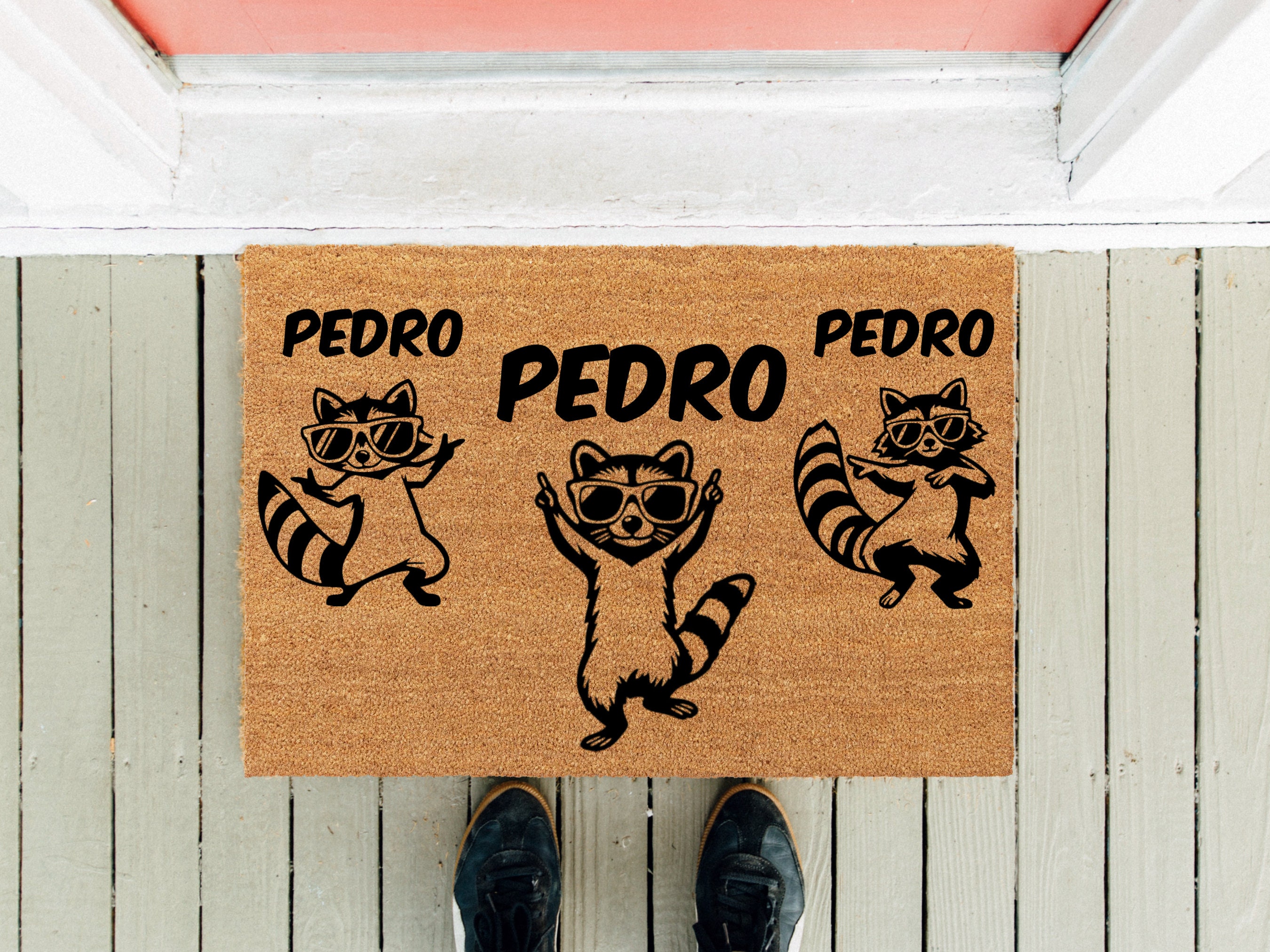 Dancing Raccoon Pedro Doormat | Funny Doormat | Housewarming Gift | Funny Gift | Pedro Raccoon | New Home Gift | Welcome Door Mat