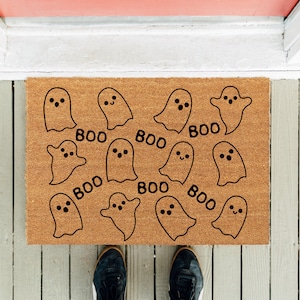 Halloween Ghosts Boo Coir Doormat: Funny Fall Decor