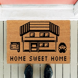 Home Sweet Home | Funny Doormat | Video Game Doormat | New Homeowner Door Mat | Front Door Rug | Housewarming Gift | Funny Gift | Poke