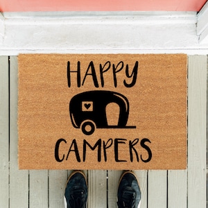 Happy Campers Doormat | Welcome Mat | RV Doormat | Funny Doormat  | New Home Door Mat | Housewarming Gift | Funny Gifts | Camping Doormat