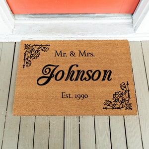 Mr & Mrs Last Name Doormat | Custom Doormat | Personalized Doormat | House Gift | Closing Gift | New Home Gift | Welcome Door Mat