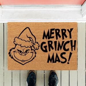Merry Grinch Mas Doormat | New Year Doormat | Christmas Gift | Funny Grinch Doormat | Xmas Mat | Noel Gift | Funny Welcome Mat | Grinchmas
