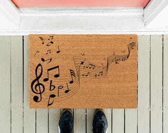 Music Note Doormat: Natural Coir, Musician Gift