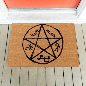 Teufelsfalle Fußmatte | Übernatürlich | Gothic Fußmatte | Fußmatte | Pentagramm Hexerei Satan | Einweihungsgeschenk