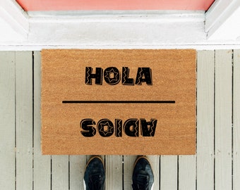 Hola Adios Doormat | Entryway Doormat | Funny Doormat| Housewarming Gift | Closing Gift | Realtor Rug | New Home Gift | Welcome Door Mat