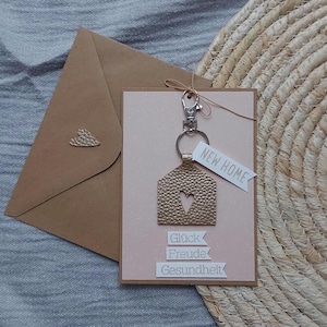 Piccolo regalo di inaugurazione della casa, biglietto di inaugurazione della casa con portachiavi, biglietto di trasloco, congratulazioni per il nuovo appartamento, regalo di inaugurazione della casa
