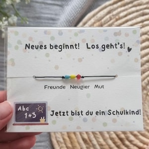 Tarjeta de primer día de clases con pulsera: estímulo para el inicio de clases; pequeño obsequio para el inicio de clases, ánimo, regalo de cono escolar