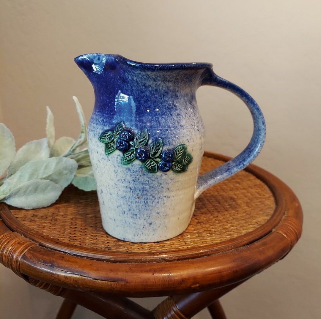 Pottery Pitcher W/blueberries Designed by Richard Johnson Etsy