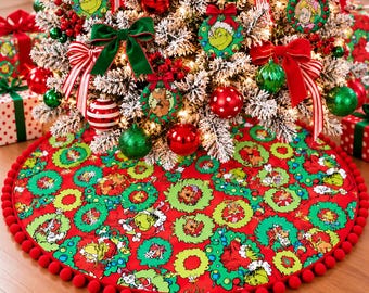 Nuova gonna per albero di Natale "Le ghirlande rosse del Grinch"