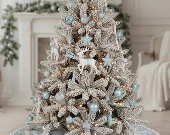 New “Winter In Frosty Blue” Christmas Tree Skirt