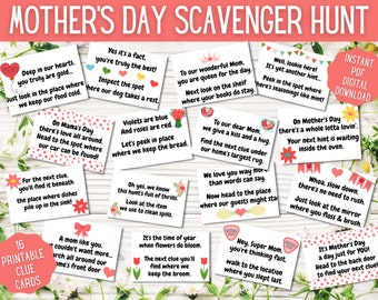 Mother’s Day Scavenger Hunt Printable Clues - Indoor Treasure Hunt Hints for Moms - Mom’s Day Gift Surprise - Instant Download