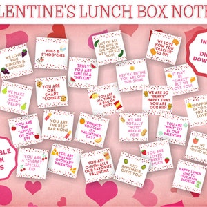 Valentijnssnack- en lunchtags voor kinderen - Afdrukbare voedselliefdesbriefjes voor studentenlunchbox of Valentijnsimplementatie of studentenzorgpakket