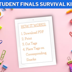 Final Exams Snack Tags Printable Food Notes for Student Finals Test Survival Kits or College Care Package Instant Download image 5