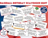 Baseball Birthday Scavenger Hunt Printable for Kids - Indoor Sports Themed Treasure Hunt Clues - Children's B-day Gift Surprise