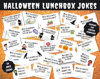 Halloween Printable Lunch Box Jokes for Kids to Celebrate Spooky Fall Holidays - Funny Children's Lunchbox Notes - Instant Digital Download