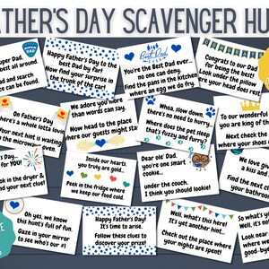Vaderdag speurtocht afdrukbare aanwijzingen - indoor schattenjacht tips voor vaders - papa's dag cadeau verrassing - direct downloaden