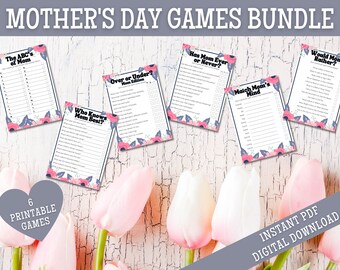 Mother’s Day Printable Game Bundle for Kids and Adults - Mother's Day Family Activities - Mom Party Games - Instant Download