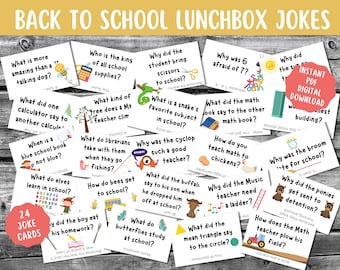 Back to School Printable Lunch Box Jokes for Kids to Celebrate First Week of School - Instant Digital Download