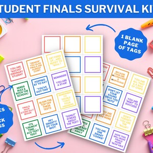 Final Exams Snack Tags Printable Food Notes for Student Finals Test Survival Kits or College Care Package Instant Download image 2