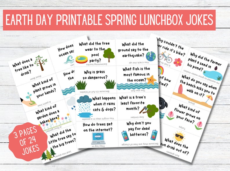Spring Lunch Box Jokes for Kids to Celebrate Spring Earth Day Printable ...